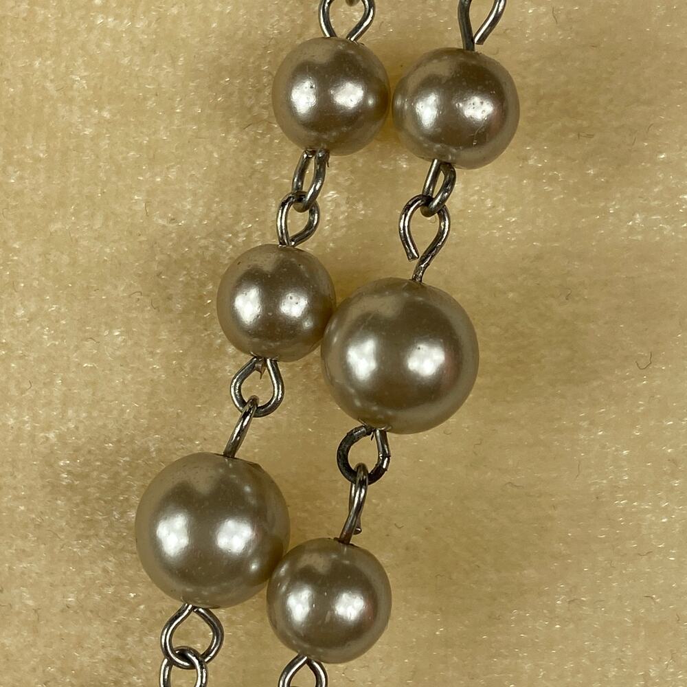 Jewel Kade Silver Tone Double Strand Faux Pearl Vintage Necklace - Picture 7 of 12